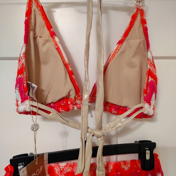 NWOT Luli Fama 3 Piece Triangle Halter Top + Bikini bottom + Pant Set - Picture 10 of 11
